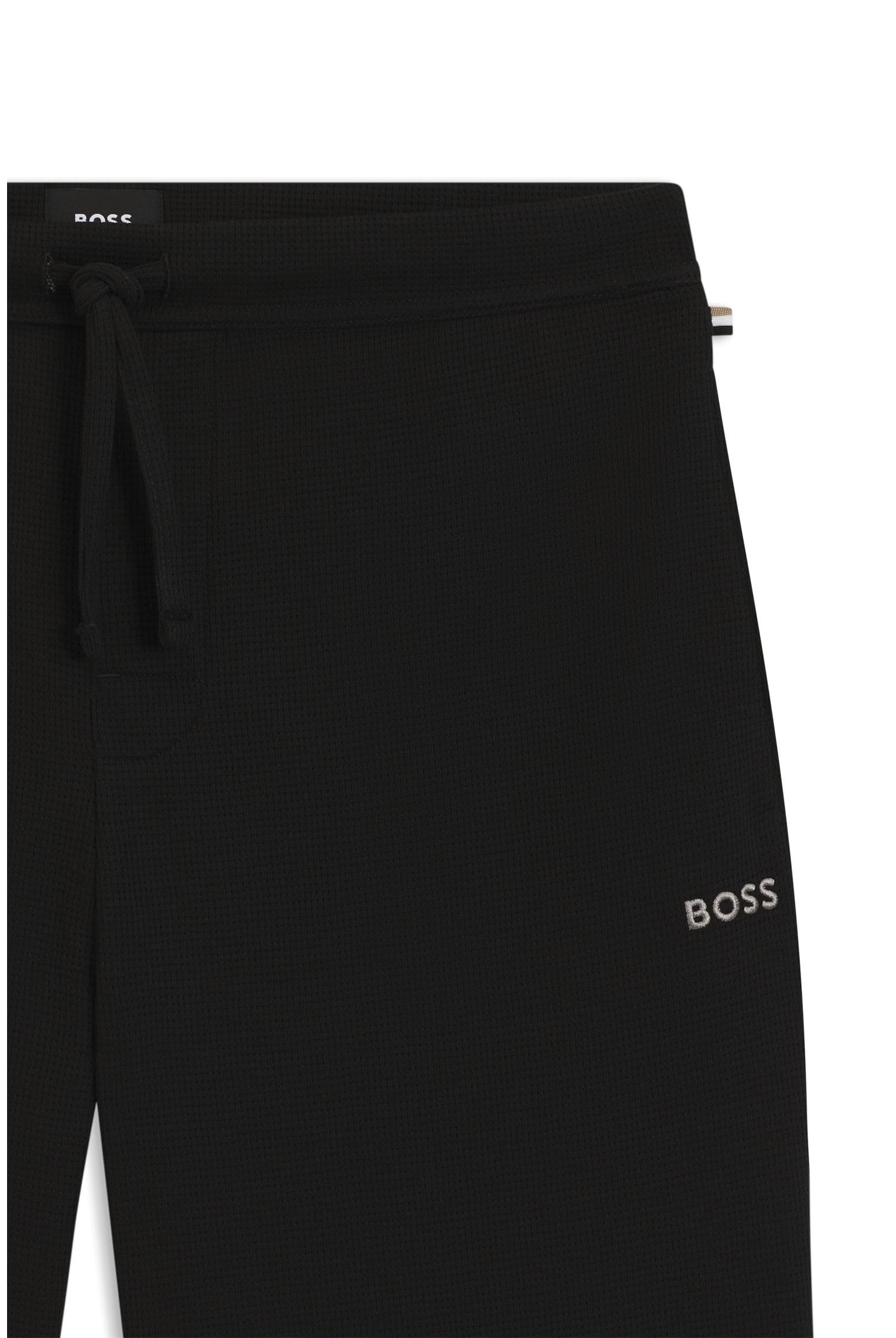 BOSS Hommes Waffle Shorts Short de Pyjama en Coton mélangé avec Logo brodé