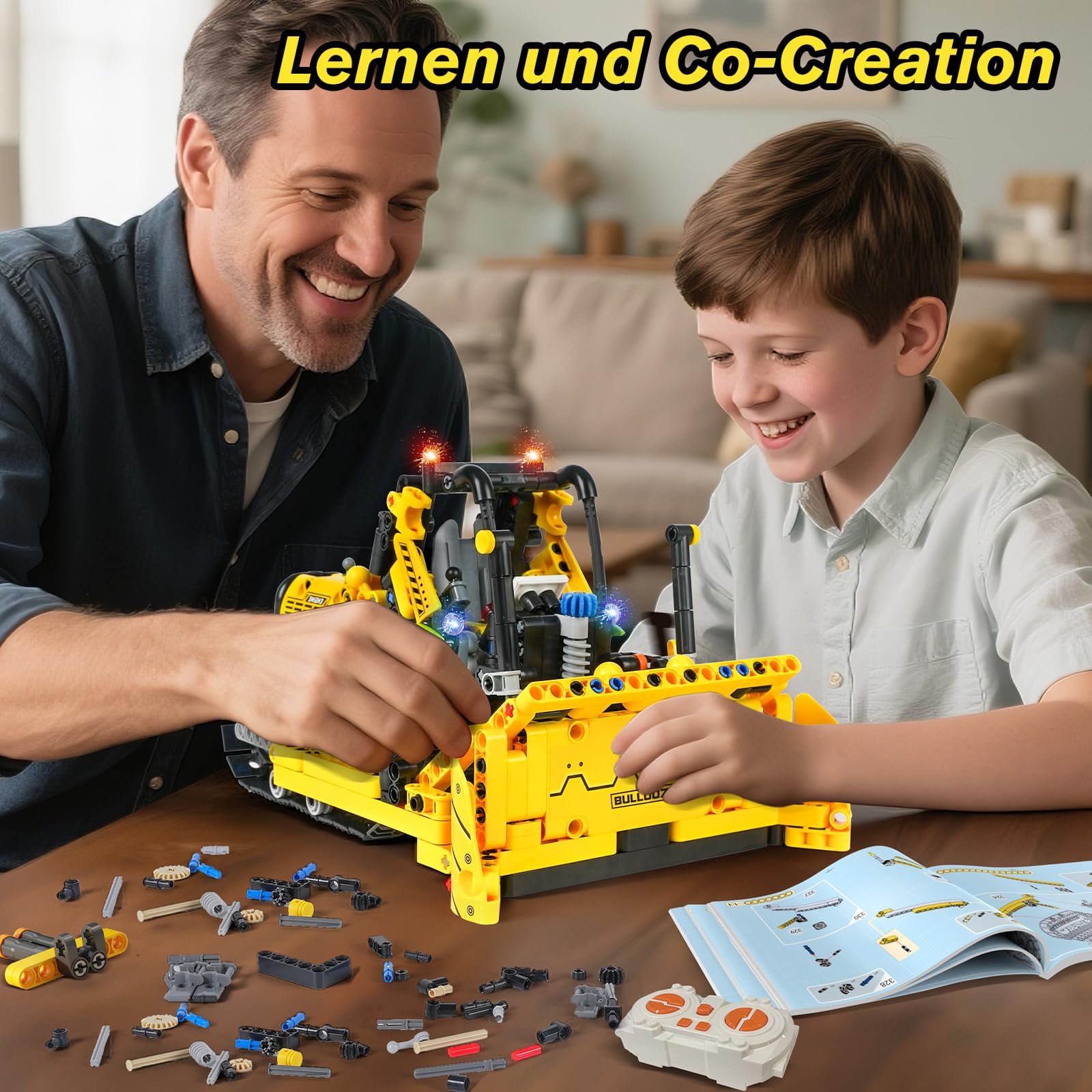 HiWEEGO Technik Ferngesteuert Roboter für Kinder - 730 Teiles 2-in-1 APP Fernbedienung Bausatz RC Robot Bulldozer Technic Programmierbare Bauspielzeug Wiederaufladbar Geschenk für Jungen Mädchen 8-12