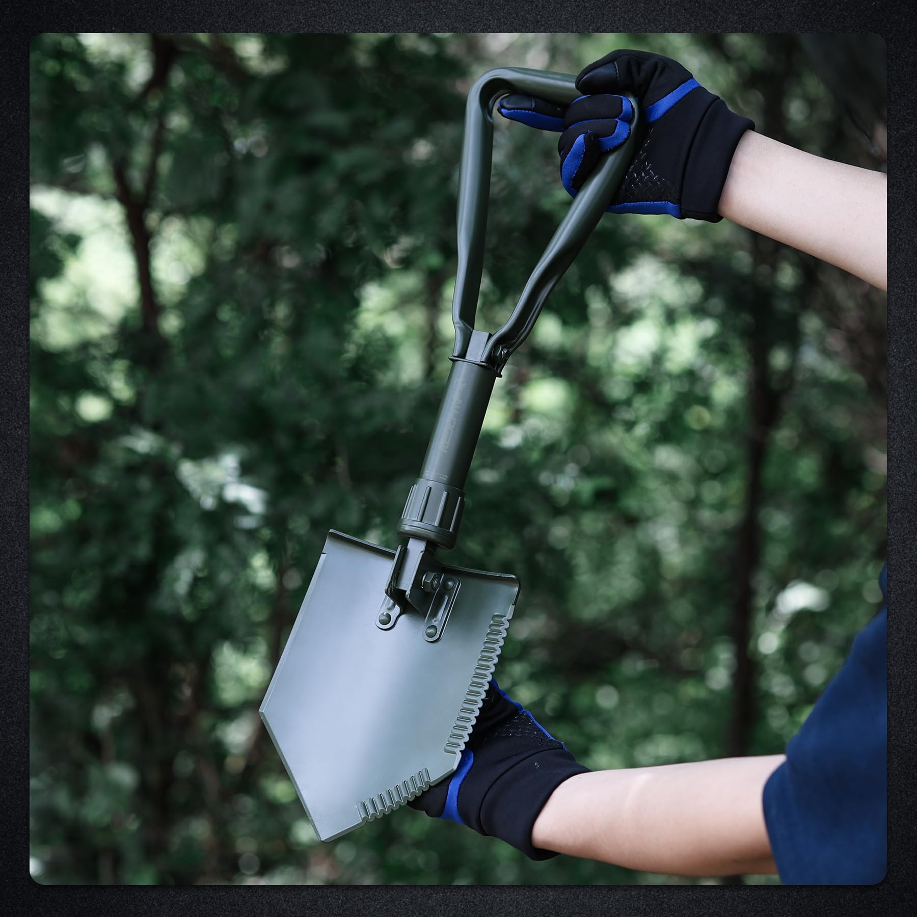 REDCAMP Pelle de Camping Pliante Militaire, Outil de retranchement en Acier à Haute teneur en Carbone, Pelle à Trois Volets avec Couvercle (Vert, 1,4 kg)