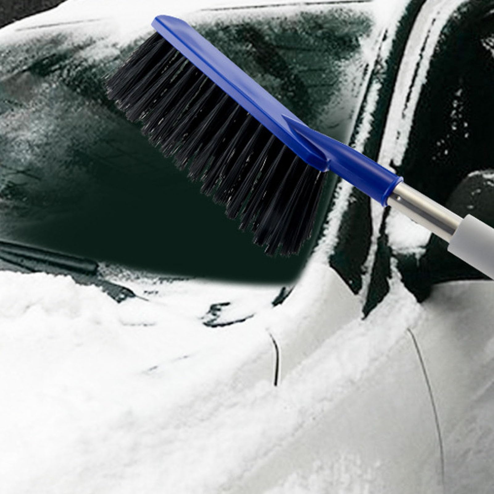 Raschietto per Ghiaccio Multifunzionale Leggero ad Angolo Regolabile, Spazzola da Neve 2 in 1, con Impugnatura ergonomica per la rimozione di Neve o Ghiaccio, Parabrezza del (Blu)
