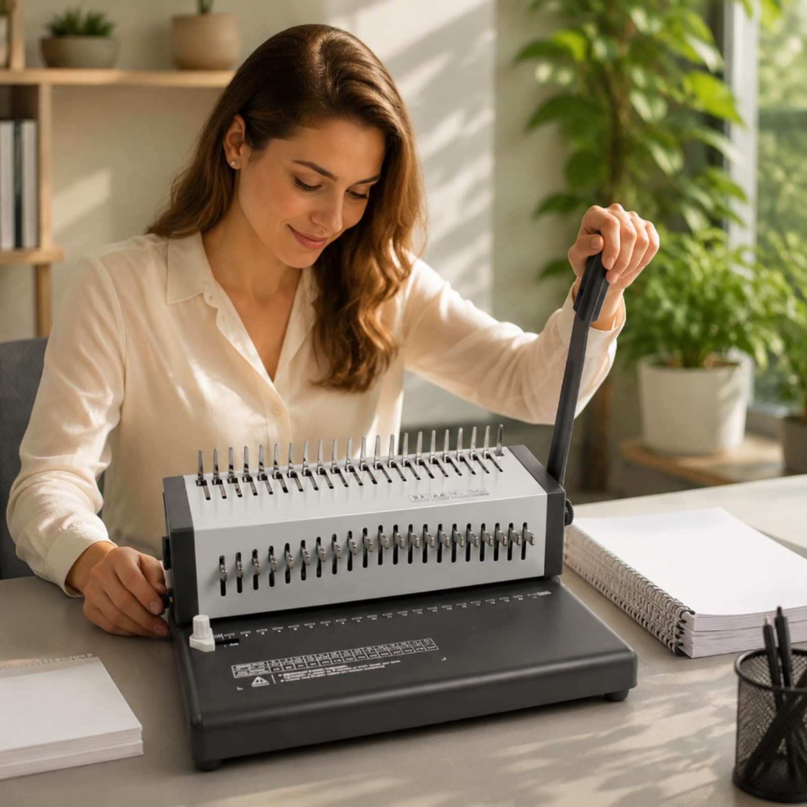 Manuelle Kammbindemaschine mit Lochfunktion verstellbar 21-Loch-Kammbindemaschine zu bedienen Stanz- und Bindemaschine für Heimorganisation