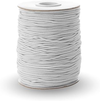 Realm Elastic Cord/Round Hat Elastic Black & White 1mm, 2mm & 3mm Craft, Jewellery Stringing, Masks, Party Hats White, 1.5mm - 5 Metres