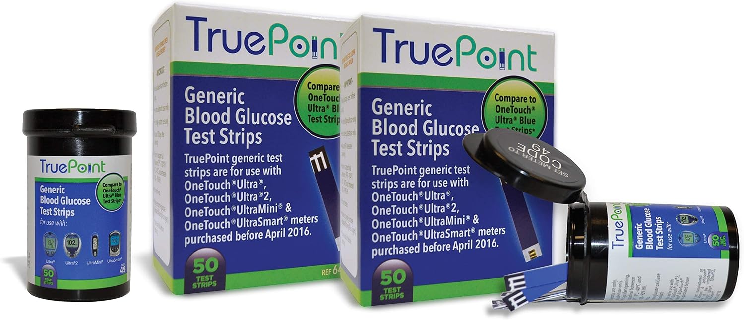TruePoint Generic Test Strips 100 Count for Use with OneTouch Ultra, Ultra2, and UltraMini & UltraSmart Meters All Purchased Before April 2016
