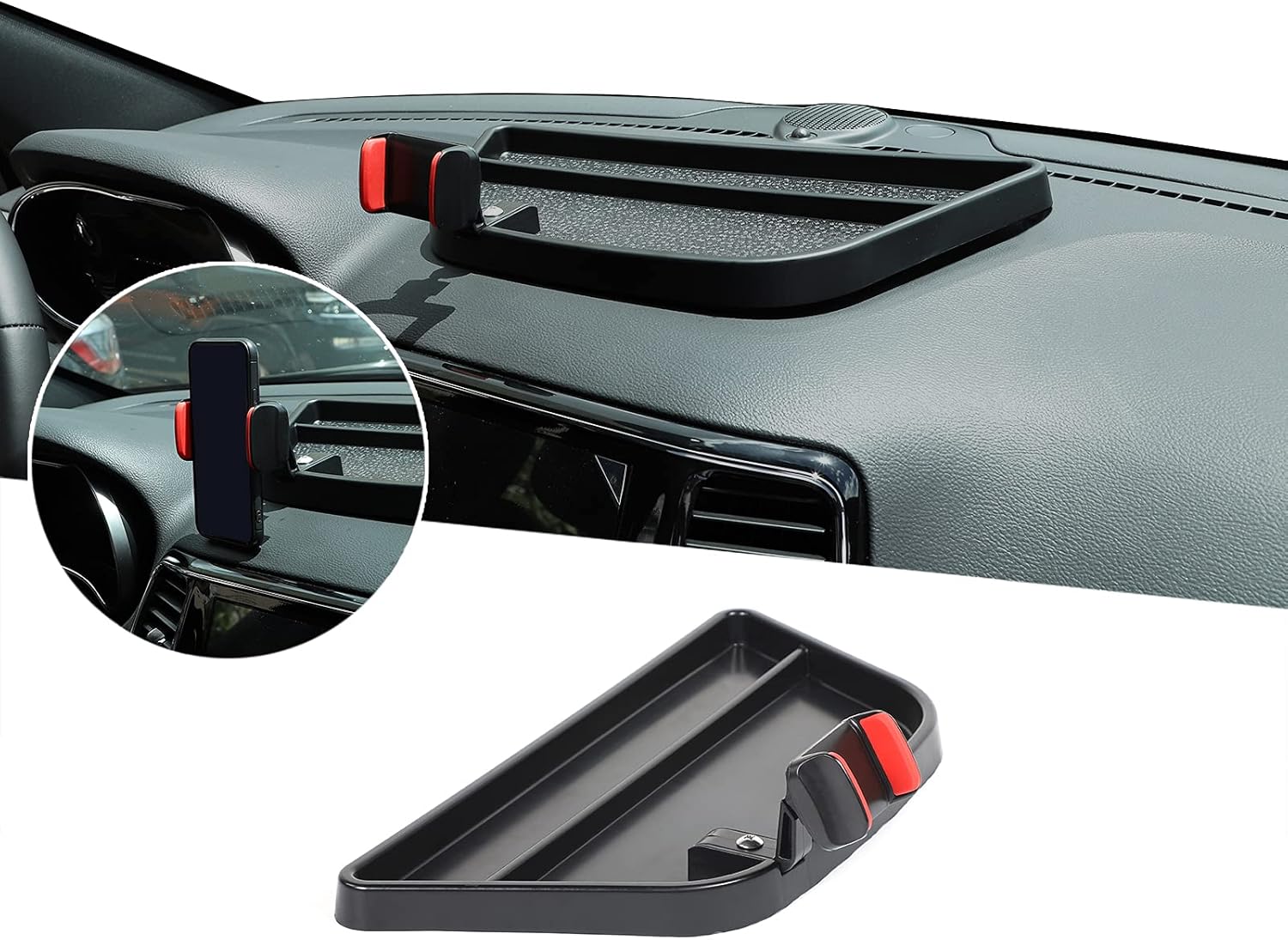 JeCar Dash Cell Phone Holder with Storage Tray for Jeep Grand Cherokee, Phone Bracket Organizer for 2011+ Grand Cherokee WK2