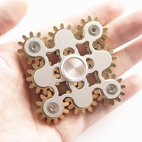 Miniatura 8 de Fidget Spinner, juguete de figura de 9 engranajes, metal liso, latón, acero inoxidable con rodamiento estable, mecánica duradera, romántico, juguete