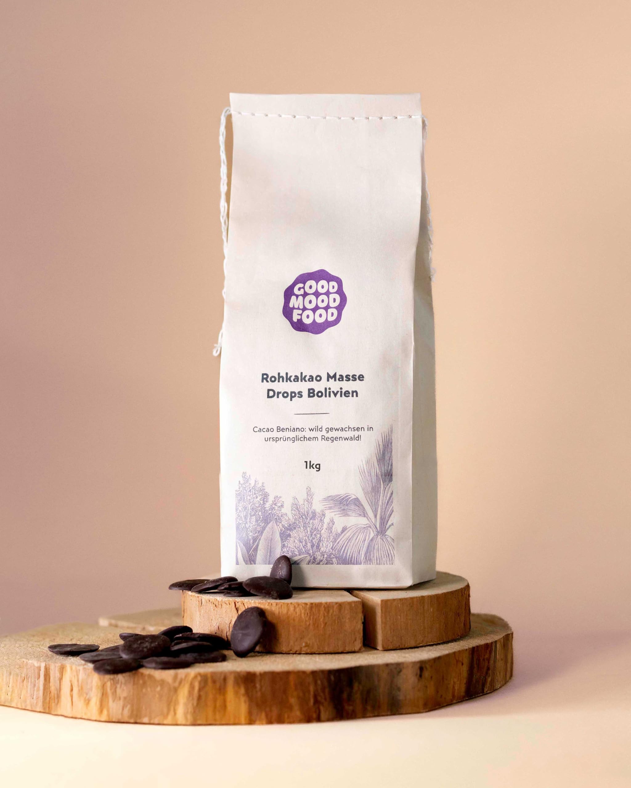Goodmoodfood Bio Rohkakao Drops aus Wildsammlung in Bolivien 1kg - Premium Qualität, Vegan, Glutenfrei, Superfood, Nachhaltig, Fair Trade/Fair gehandelt