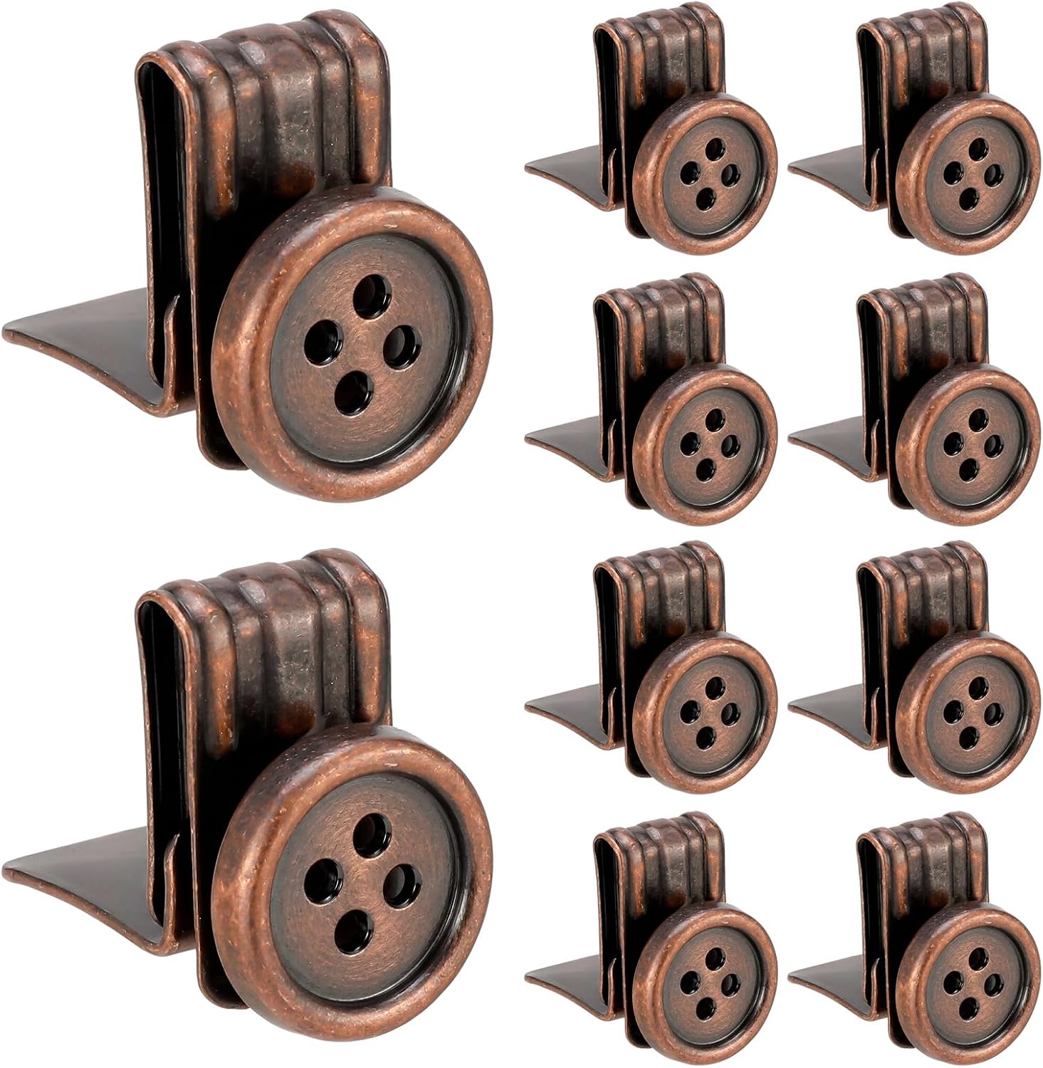 Zeyune 10 Pcs Metal Suspenders Buttons Movable No Sew Button End Brace Clips for Jeans for Pants Suspenders Hats Jeans Pants Replacement(Bronze)