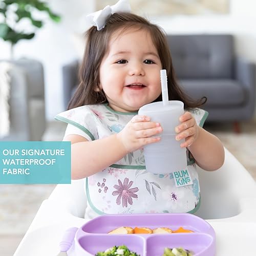 Miniatura 4 de Bumkins Baberos para niña o niño, SuperBib para bebés y niños pequeños de 6 a 24 meses, esenciales imprescindibles para comer, alimentar, A1 Desert