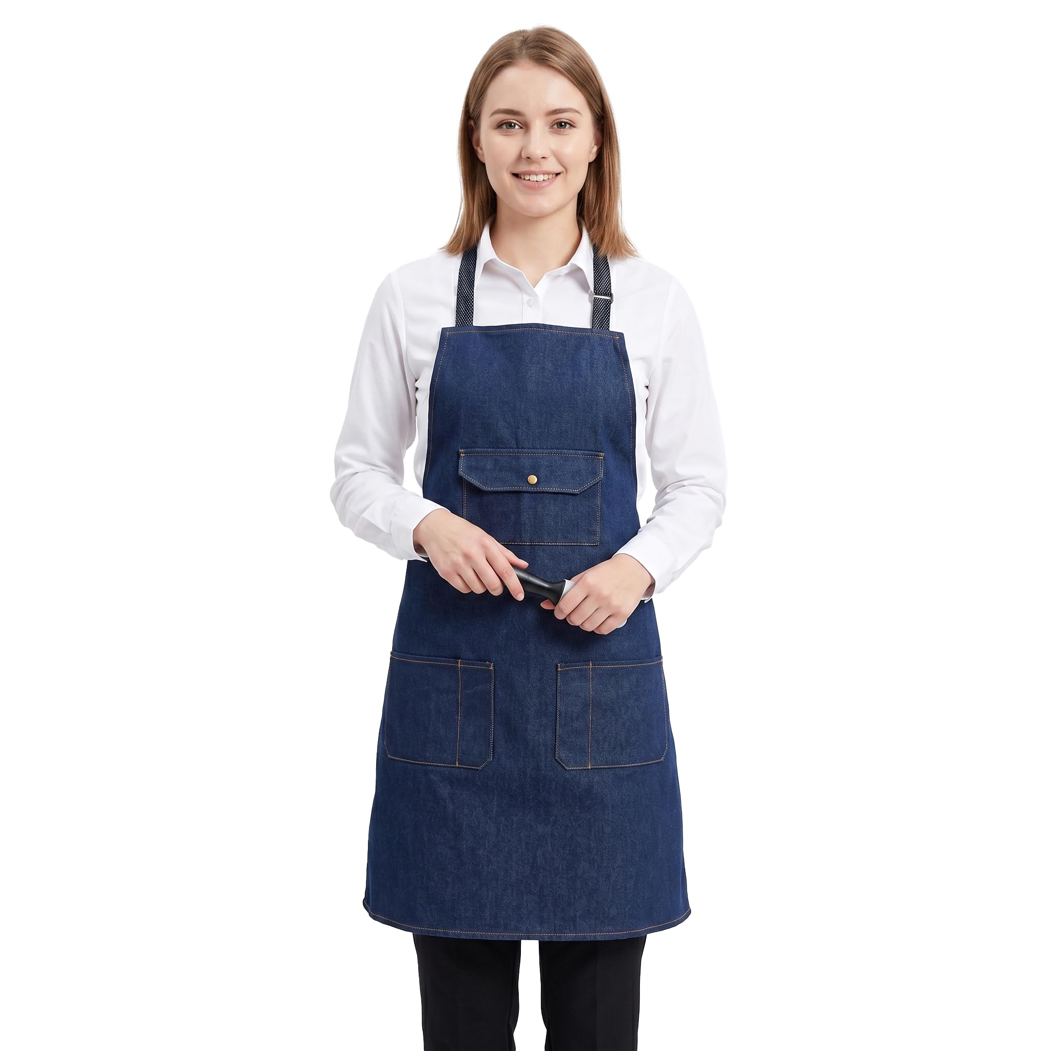 Sterling Sports® Denim Aprons For Cooking chefs apron For Men - Quick Dry Ladies Cotton For Cooking, Baking, BBQ, Grill and Crafting Unisex Aprons for Women & Men (Oxford Denim)