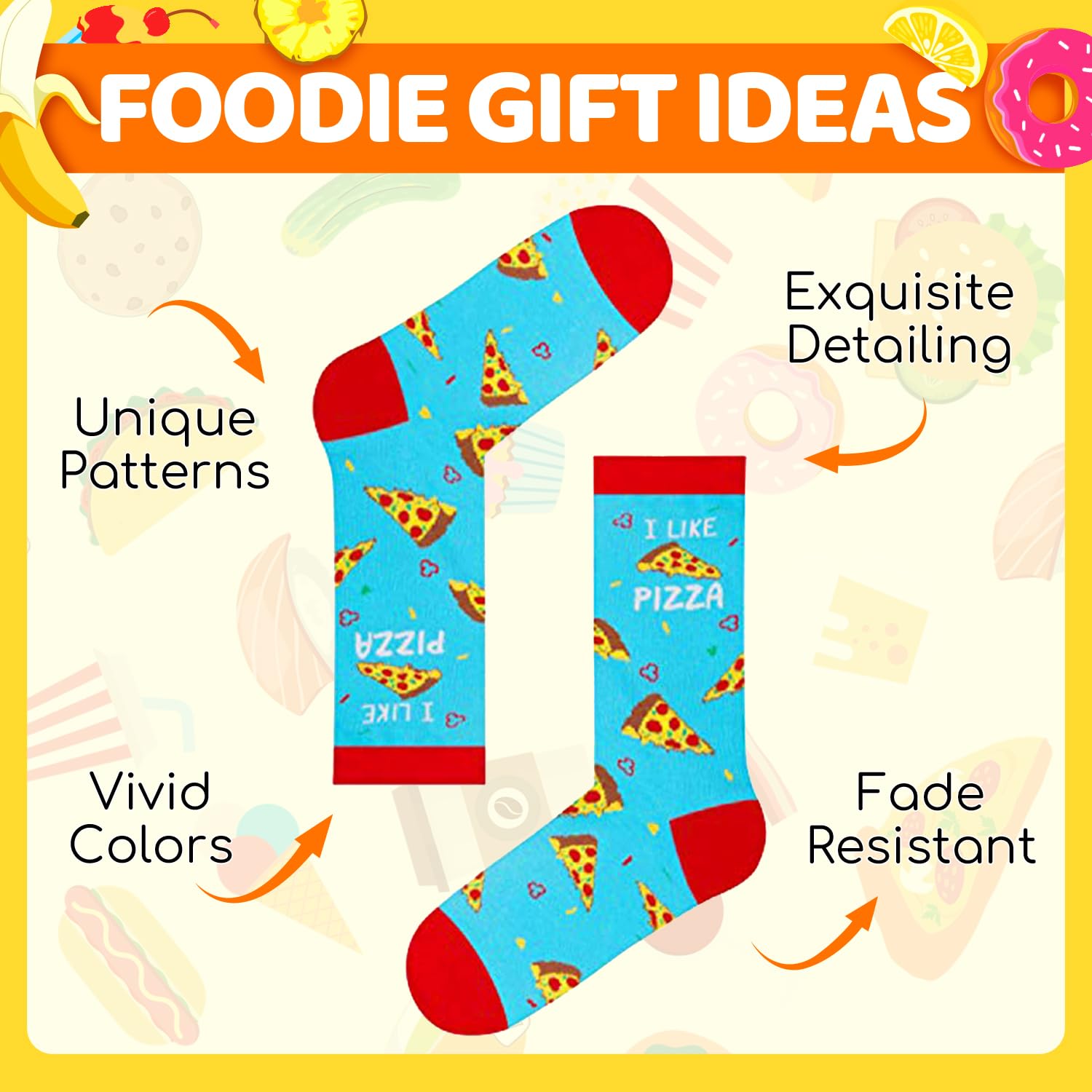 HAPPYPOP Funny Socks for Women - Donut Pizza Pickle Gifts, Popcorn Milk Cookie Taco Socks