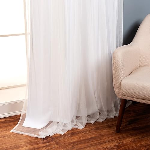 Miniatura 4 de Best Home Fashion - Juego de 2paneles de ventana con ojales de níquel de acero inoxidable, aislamiento térmico y tul de encaje para habitación, 52 x