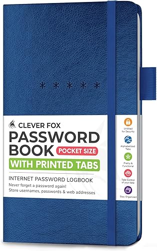 Clever Fox Libro de contraseñas Organizador de direcciones de Internet y contraseñas alfabetizado Cuaderno de contraseñas para computadora y sitio