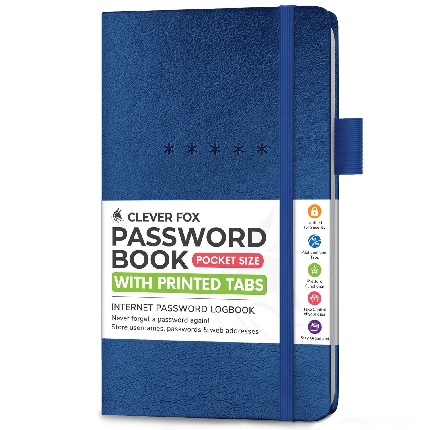 Clever Fox Password Book Pocket – Small Internet Address & Password Journal Organizer – Computer & Website Log-In Keeper Notebook (Mystic Blue)