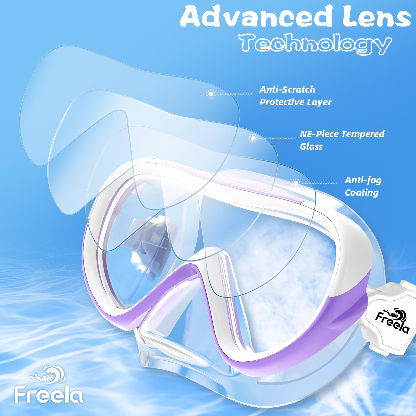 Freela Kids Swim Goggles Swimming Goggles with Nose Cover for 6-14 3-6 4-7 8-12, Anti Fog Waterproof 180° Clear Wide View Diving Mask Youth Girls Boys Junior Water Pool Beach Open Water
