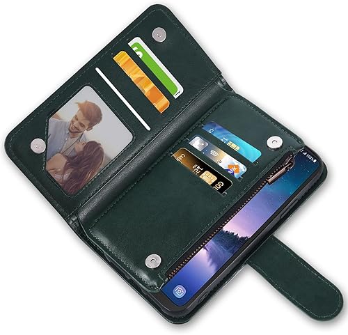 Miniatura 5 de Asuwish Funda de teléfono para Samsung Galaxy S8 Active Wallet Cover con protector de pantalla de vidrio templado y tarjetero con tapa de flores,