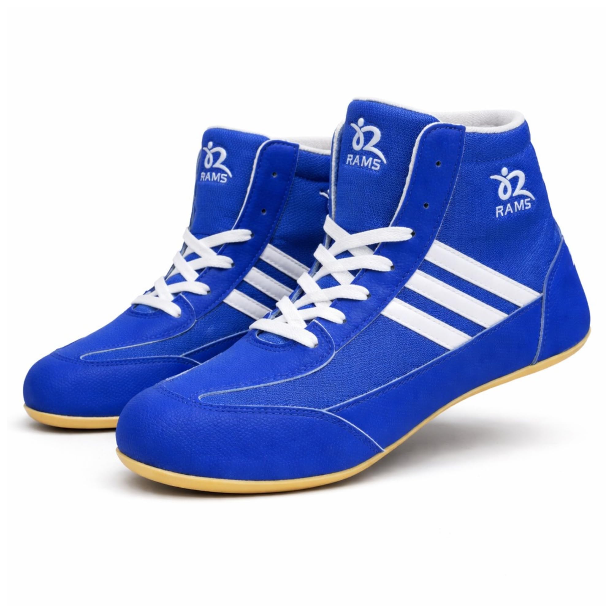 RAMS Kabaddi Shoes for Men | High Ankle Lightweight Sports Shoes | Anti-Slip Gum Sole | Breathable Kabaddi Footwear | Blue & White-image-34