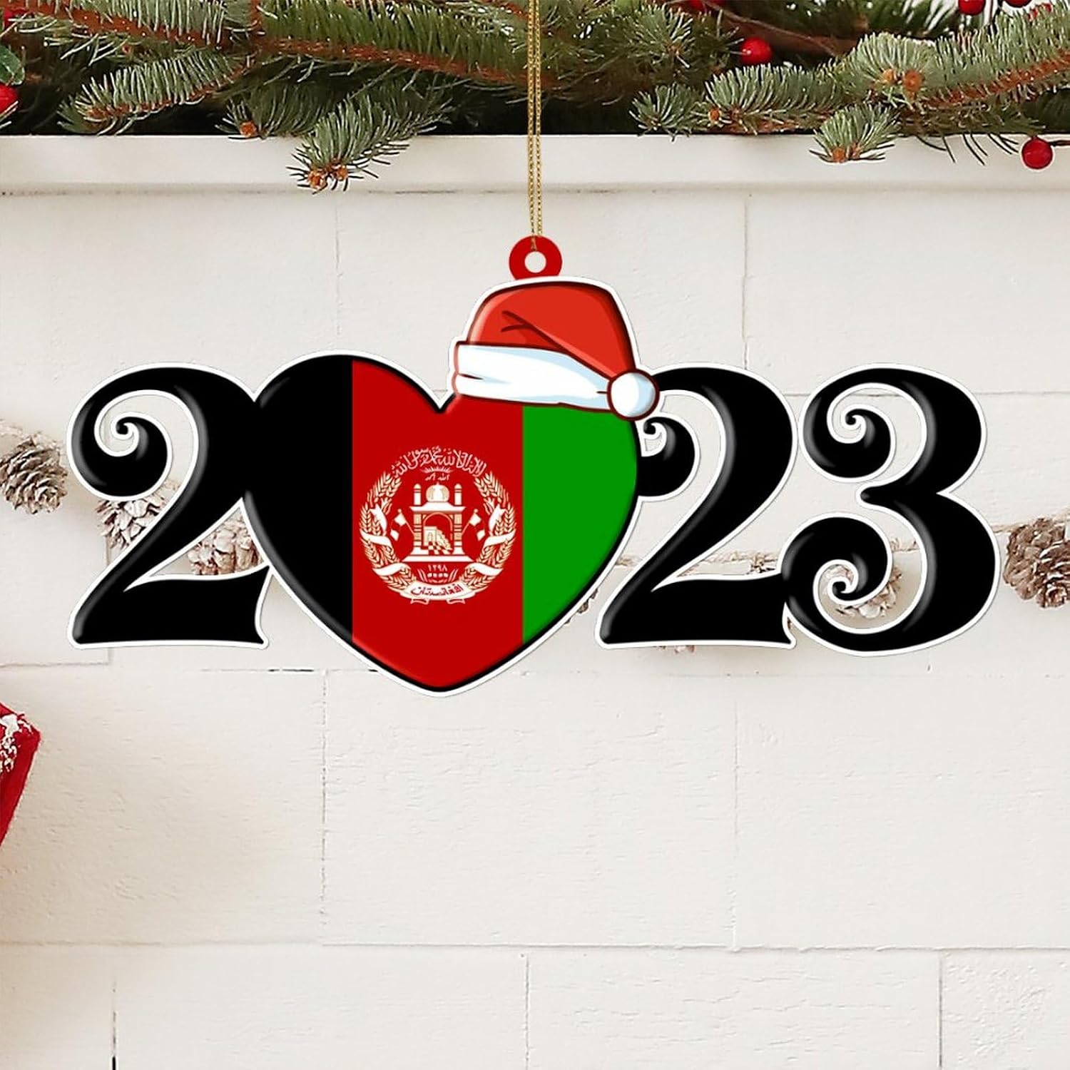 Travel Ornaments Travel Around The World Afghanistan Flag Personalized Christmas Ornaments 2023 2 Sides Tree Hanging Decor Xmas Present Keepsake Collectible Winter Holiday New Year for Family image 5