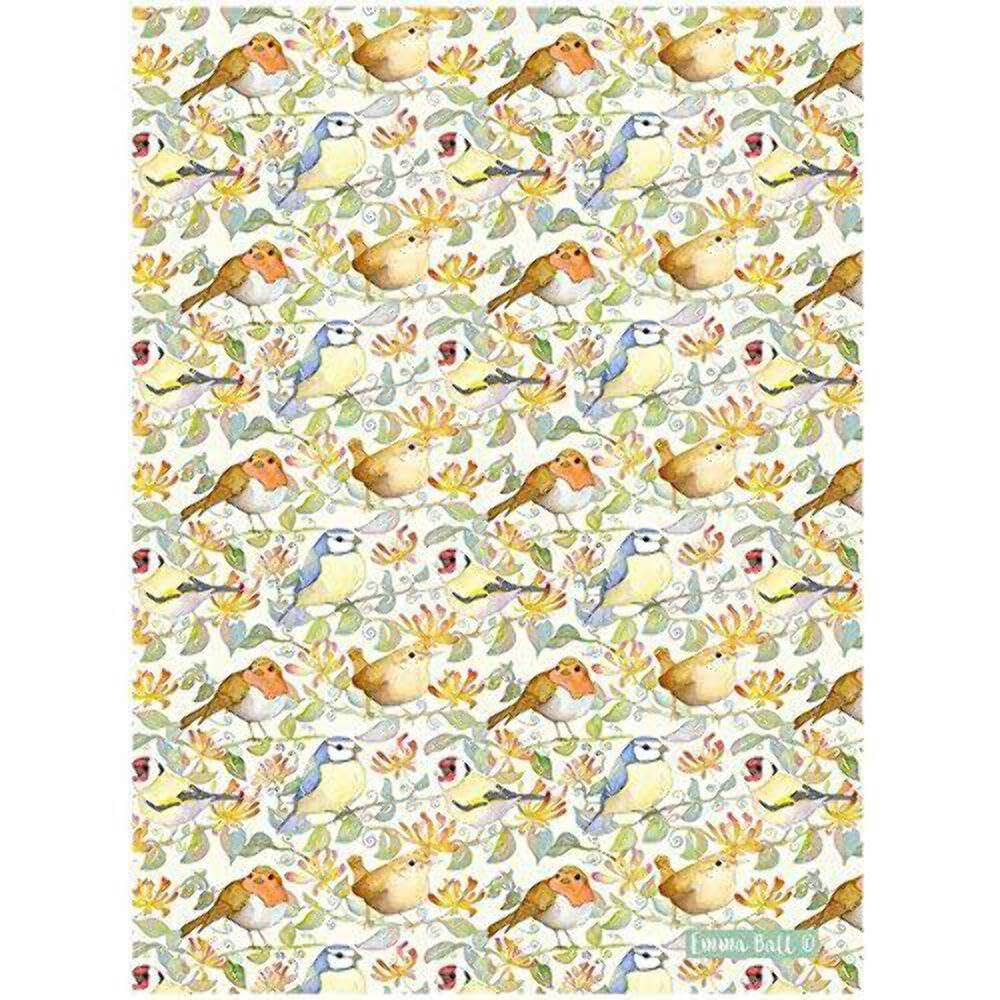 Emma Ball Garden Birds And Honeysuckle Cotton Tea Towel