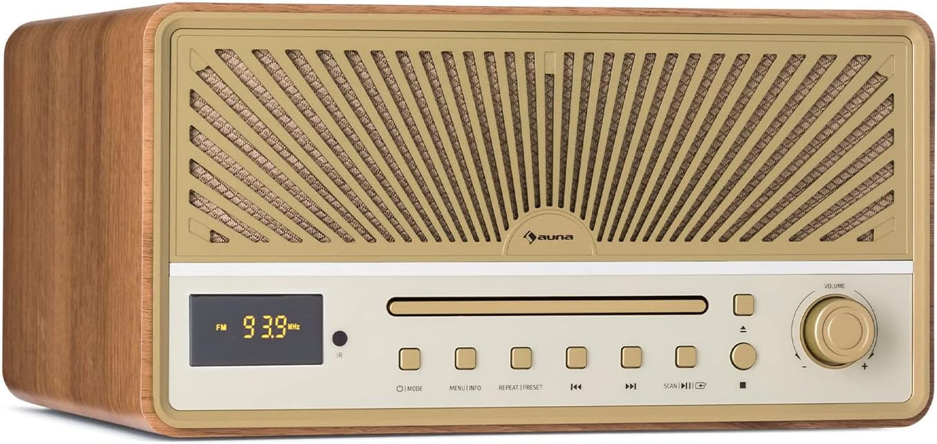 Auna Radio Portable Lecteur CD Bluetooth, Chaine HiFi, Poste Radio Numérique FM, Radio Portables