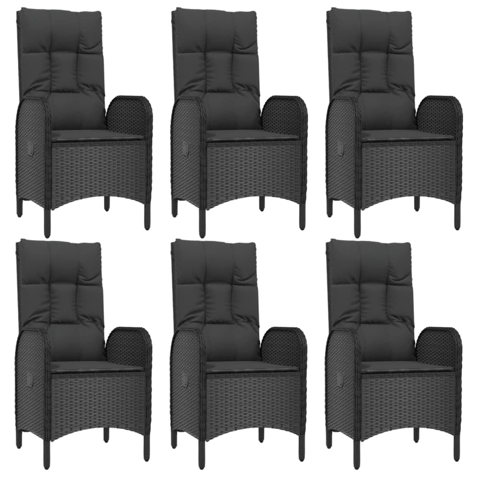 3185071 Set da Pranzo da Giardino 7 pz Nero con Cuscini in Polyrattan Testata in Legno,Testata Letto Matrimoniale Muebles Dormitorio Spalliera Letto Testiere per Letto Matrimoniale