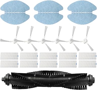 Vacuum Cleaner Filter, Compatible For Tefal, RG7687WH Replacement Robotic Spare Parts 1 Roller Brush 5 Wipes 6 Side Brushes Accessories