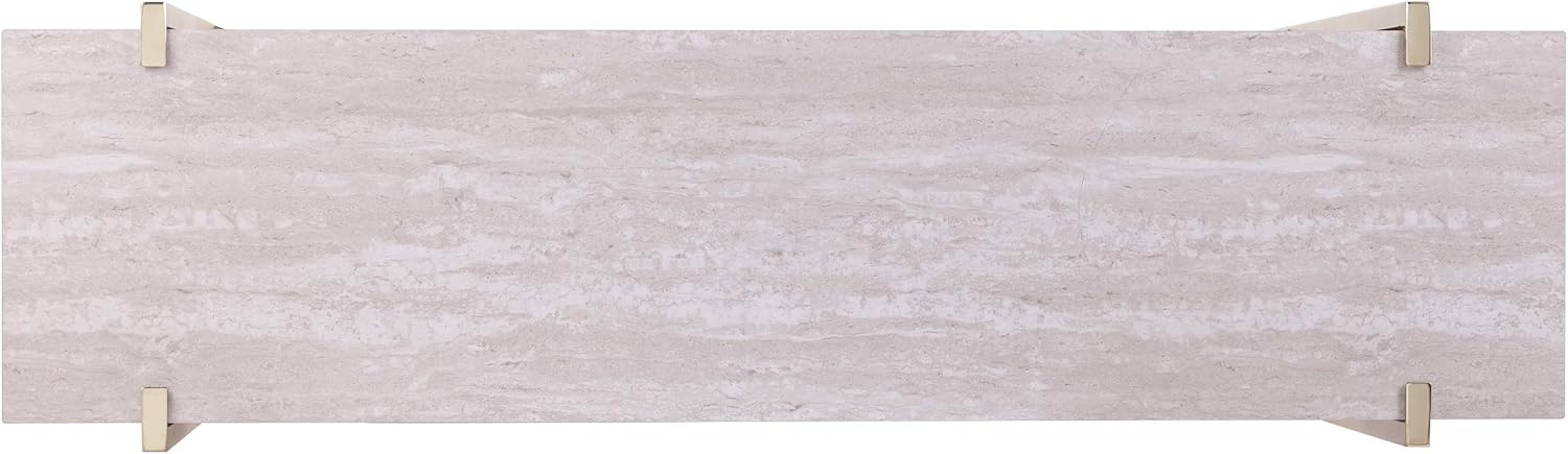 SEI Furniture Ardmillan Two-Tier Faux Marble Top 47.25" Console Table, Brass/Dark Tobacco/White