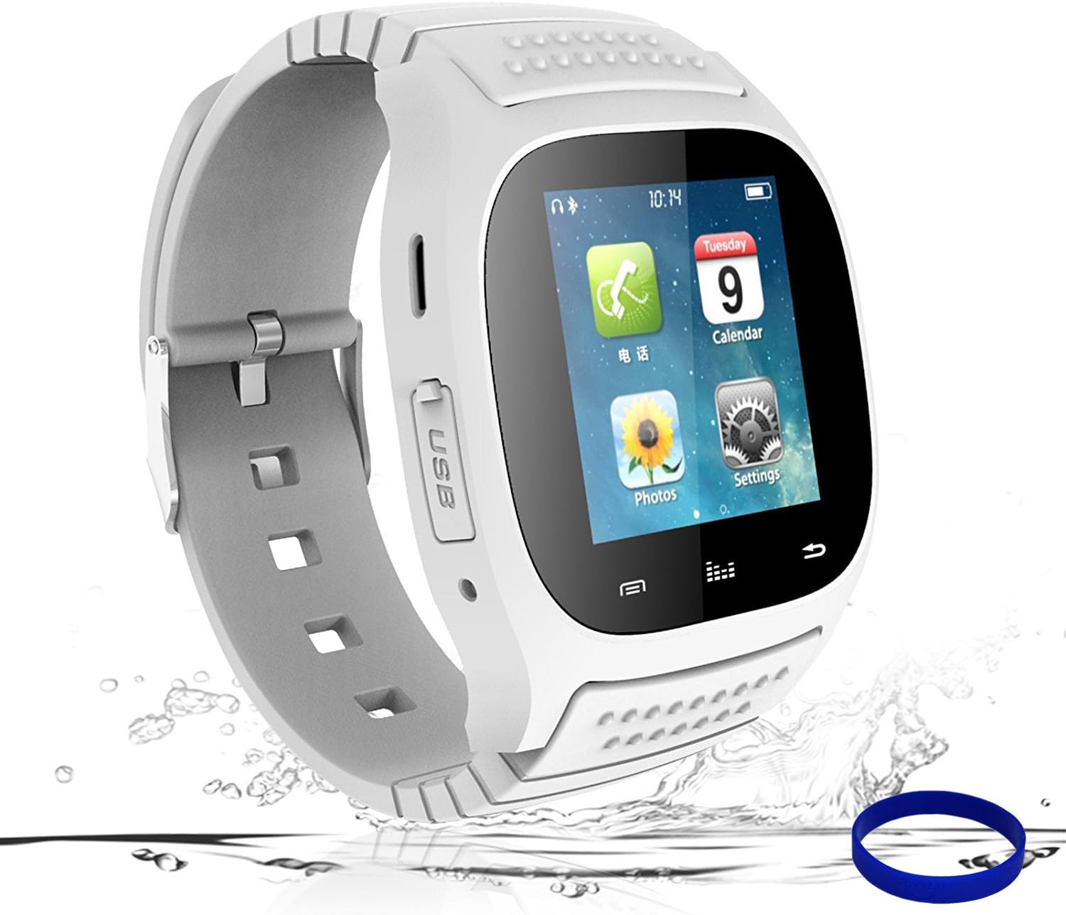 Jeystar Smart Watch Bluetooth Smartwatch Smart Wrist Phone Watch Touch Screen Fitness Tracker Pedometer Sleep Monitor Sport Watch for All Android Phones Samsung Huawei Motorola Men Women Kids (White)