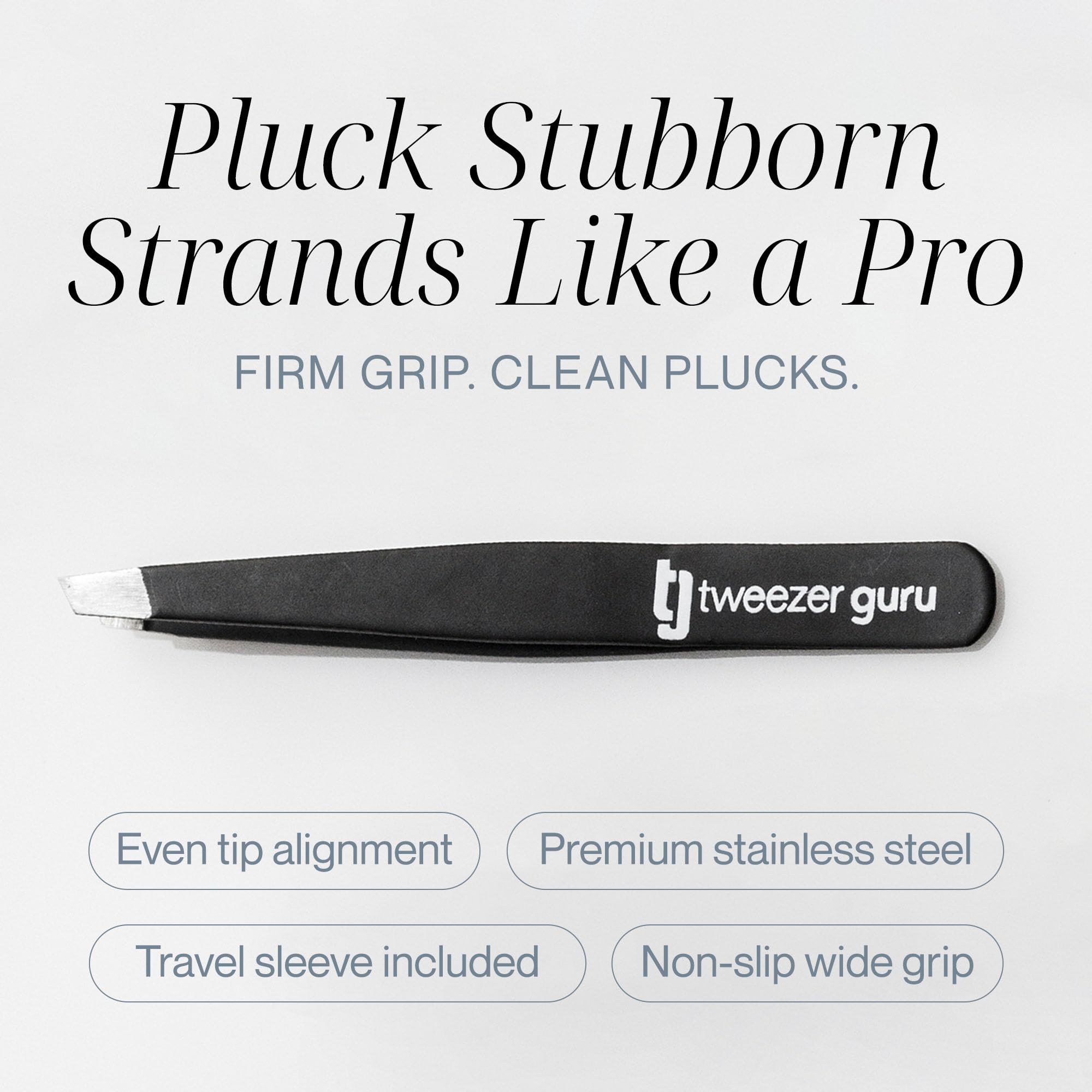 Tweezer Guru Pinzette per sopracciglia, professionali, in acciaio inossidabile, oblique, pinzette per peli incarniti, pinzette di precisione per rimuovere schegge, punti neri, zecche e peli del viso