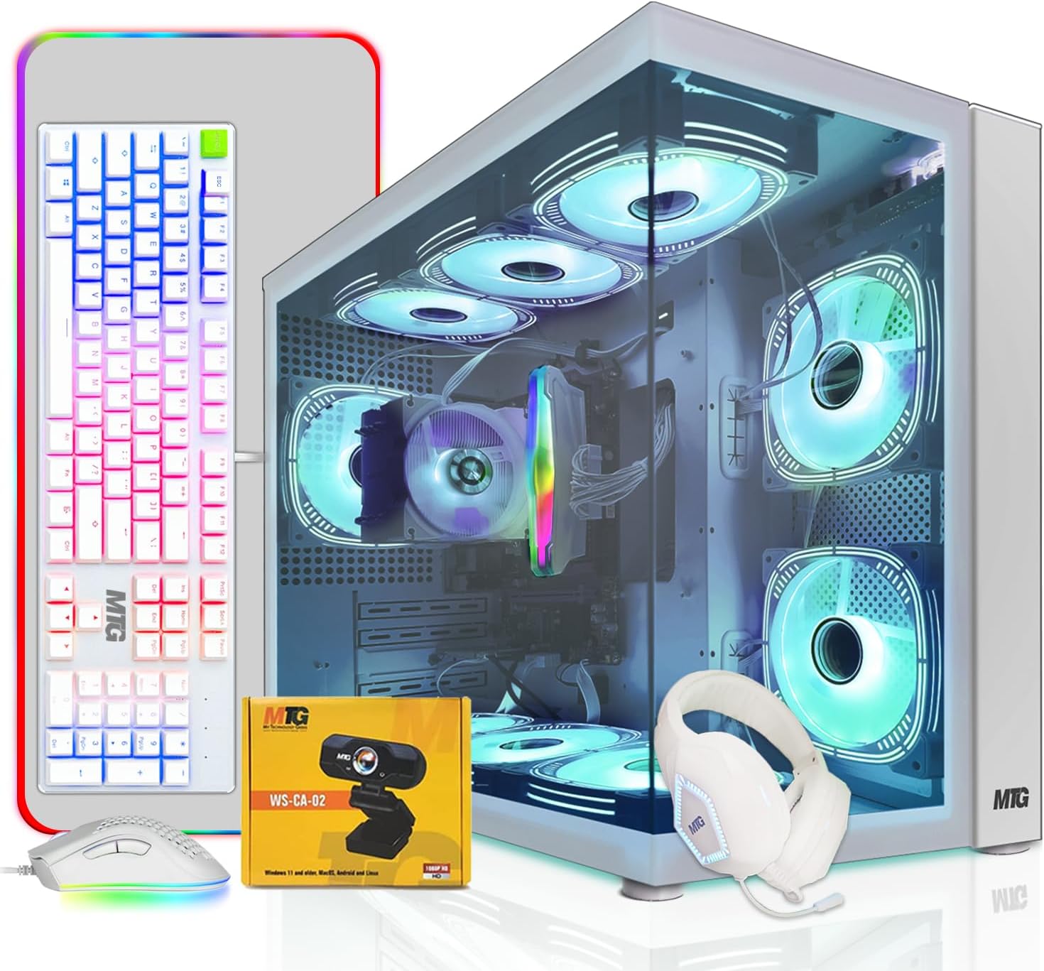 MTG Khuno Gaming Tower PC- Intel Core i5-8th Gen, RTX 2060S 8GB 256bits, 16GB ARGB Ram, 1TB Nvme, Gaming Kit Combo, Webcam, Win 11 Home