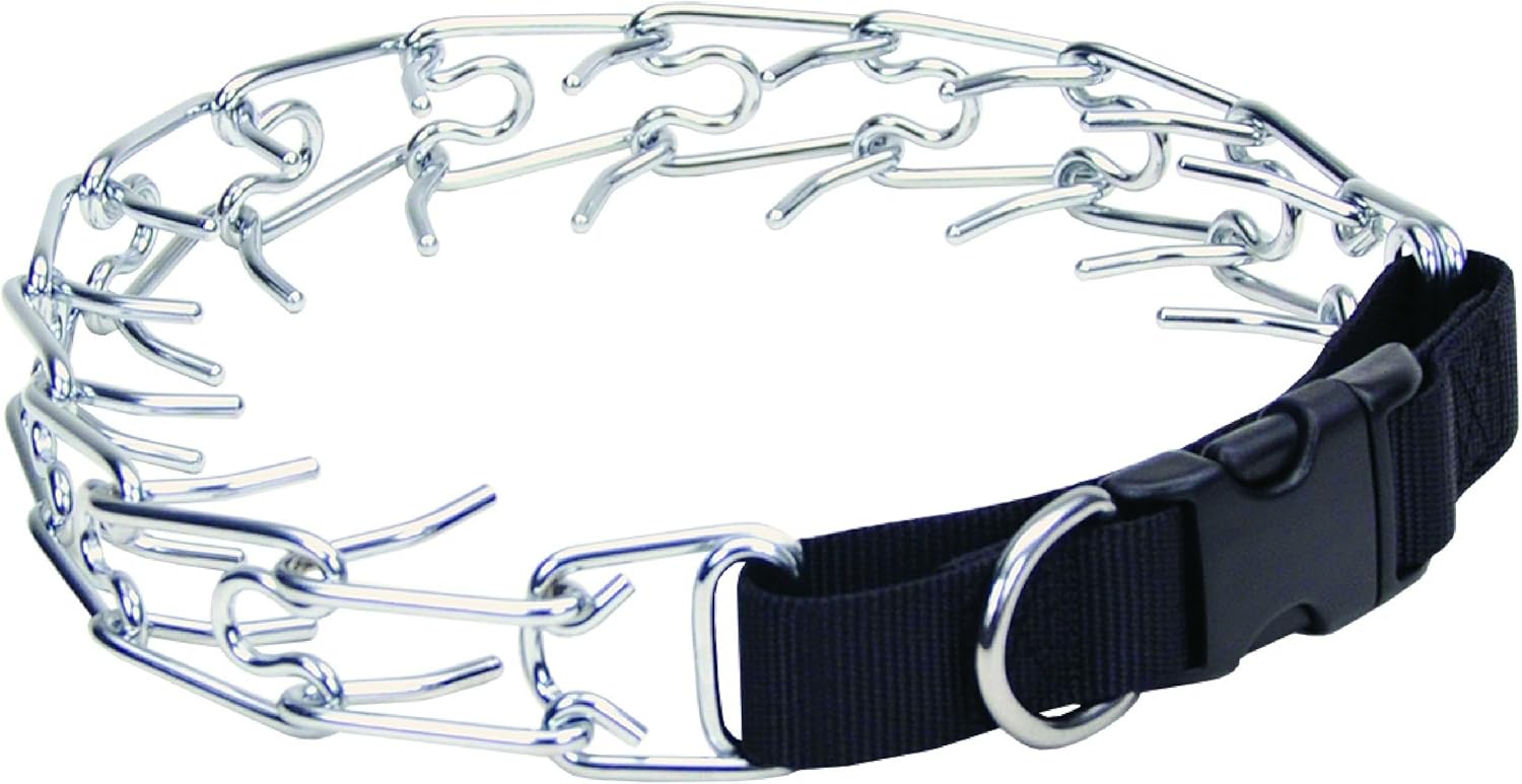 Coastal Pet Titan Easy-On Dog Prong with Buckle - Training Collar for Dogs - Durable Metal Dog Collar - Training Collar with Side Release Buckle - Black, 4 mm x 22"
