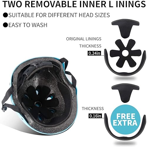 Miniatura 3 de JeeFree Juego de casco de bicicleta con rodilleras, coderas, muñequeras, casco ajustable para niños pequeños y jóvenes, casco de bicicleta, patinaje