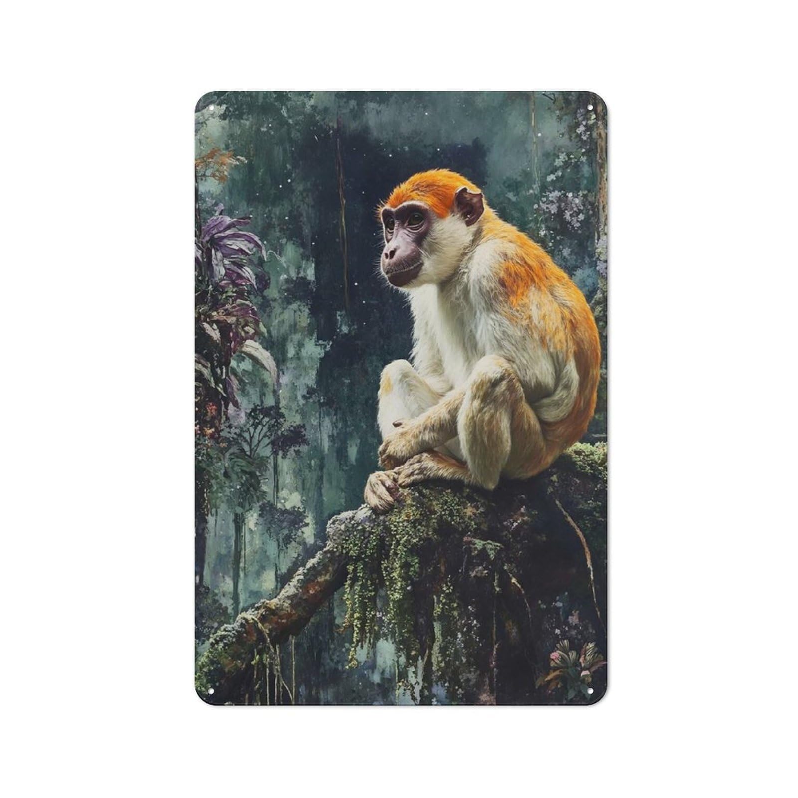 Monkey in The Jungle Vintage Metal Wall Sign 30x20cm for Garage Or Workshop, for Metal Sign Collectors, for Garage And Workshop Walls