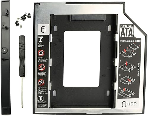 RLECS HDD SSD Caddy Adaptador SATA 3.0 Interfaz Portátil Disco Duro 0.374 in Soporte de Montaje de Disco Duro para CD DVD ROM Bahía Óptica 2.5