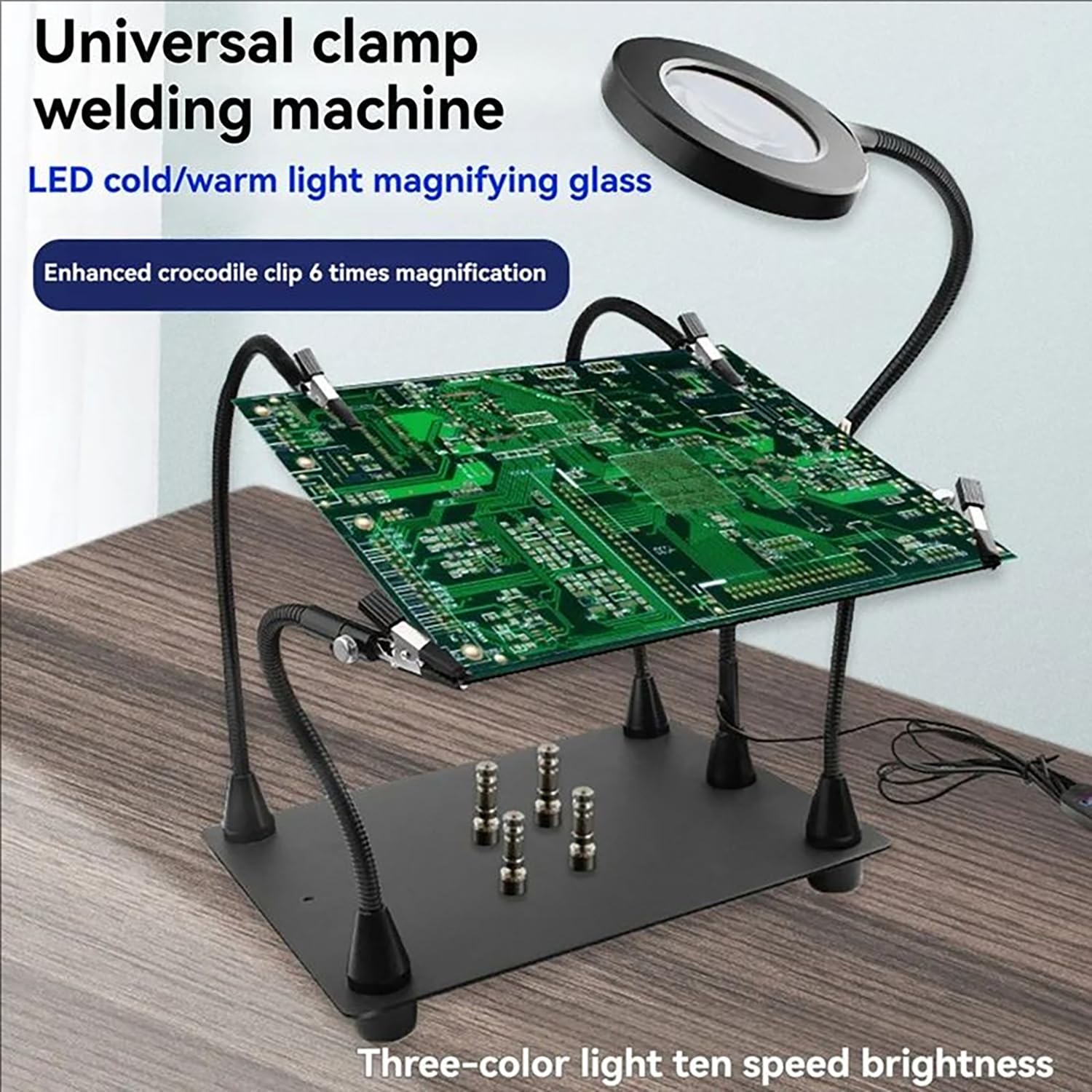Terza Mano Per Saldatura,Terza Mano,Tavolo Da Saldatura Con Luce,Con Lampada Di Ingrandimento a Led 6x,Con Lampada Di Ingrandimento a Led 6x,Adatto a Saldatori, Gioiellieri e Artigiani Del Fai Da Te