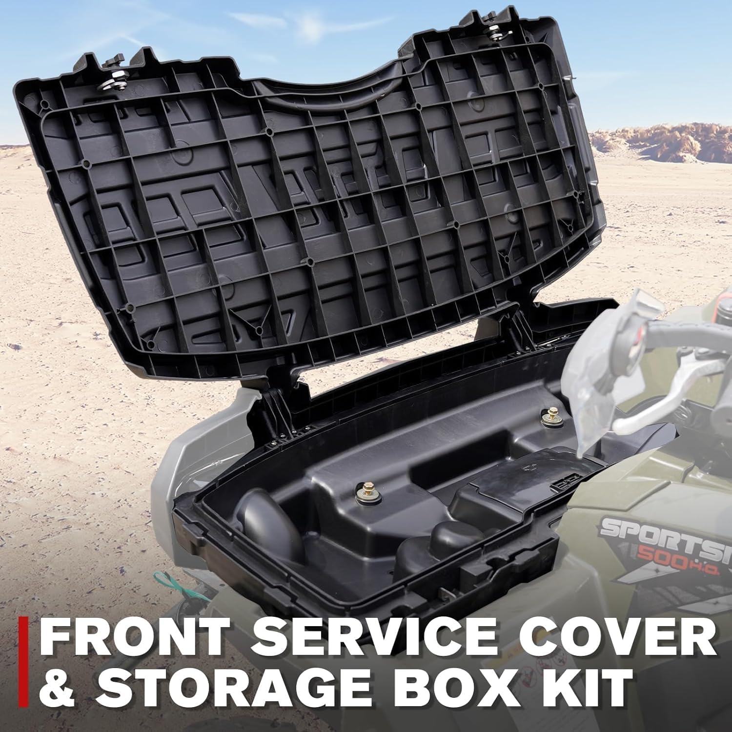 A & UTV PRO Front Cover & Lower Storage Box Kit for 2005-2010 Polaris Sportsman 400 450 500 600 700 800 Accessories, Replace OEM # 2633162, 2633157, 2633355-070, 2203484, 2PCS
