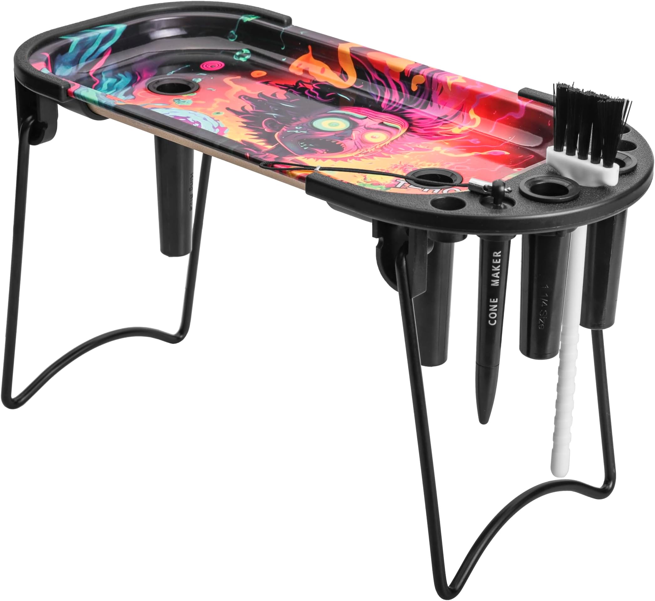 Cone Filler Pre Roll Machine for King Size&1 1/4 Size-Cone Loader Includes Metal Rolling Tray,Foldable Stand, Placement Device & Brush (Black)