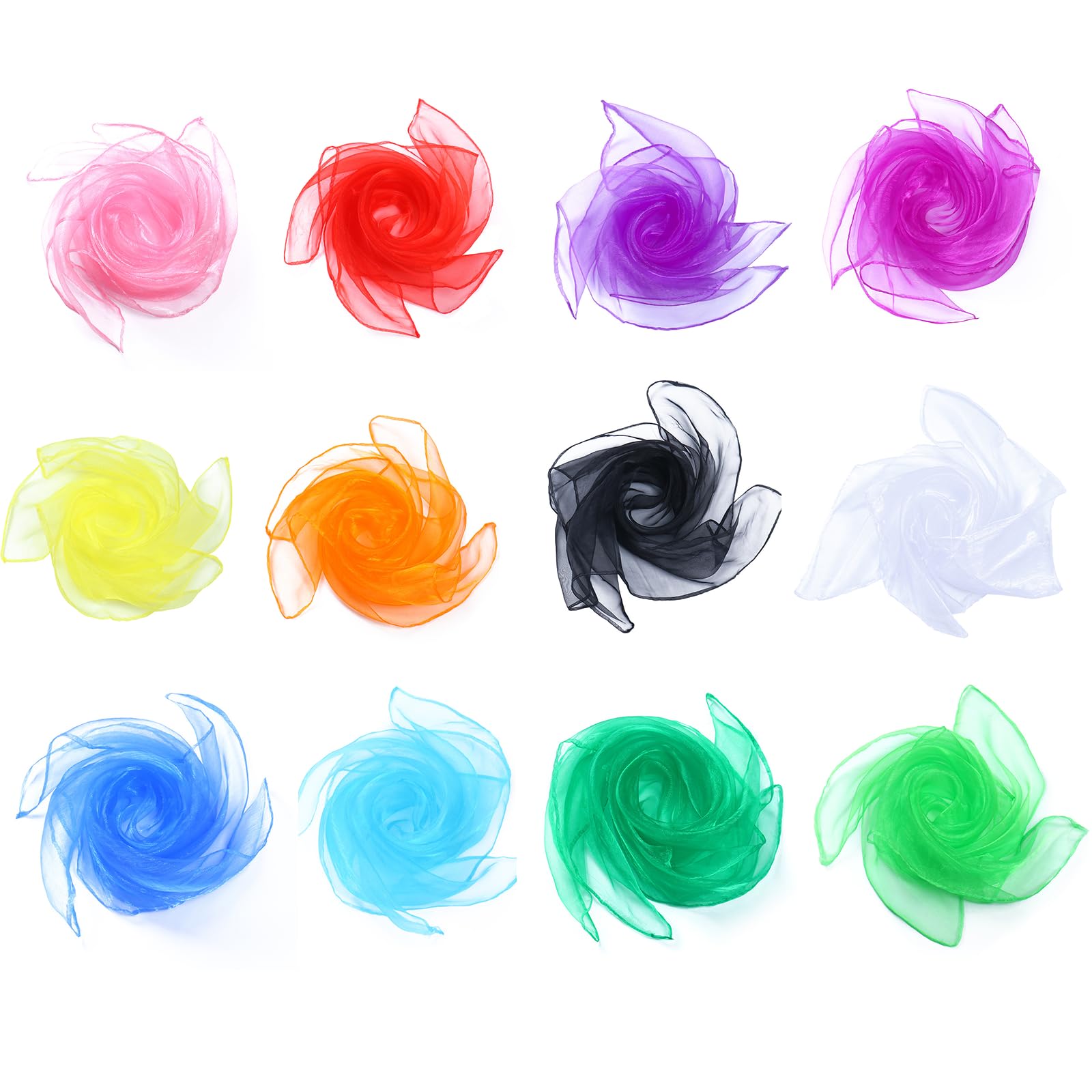 Yulado Foulard Colorati Per Bambini, Giocoleria Bambino Sciarpe Di Seta,30 Pezzi Di Panni Colorati Per La Scuola Materna,10 Colori 60x60 cm Bambina, Movimento Musicale Quadrato Danza Colorata