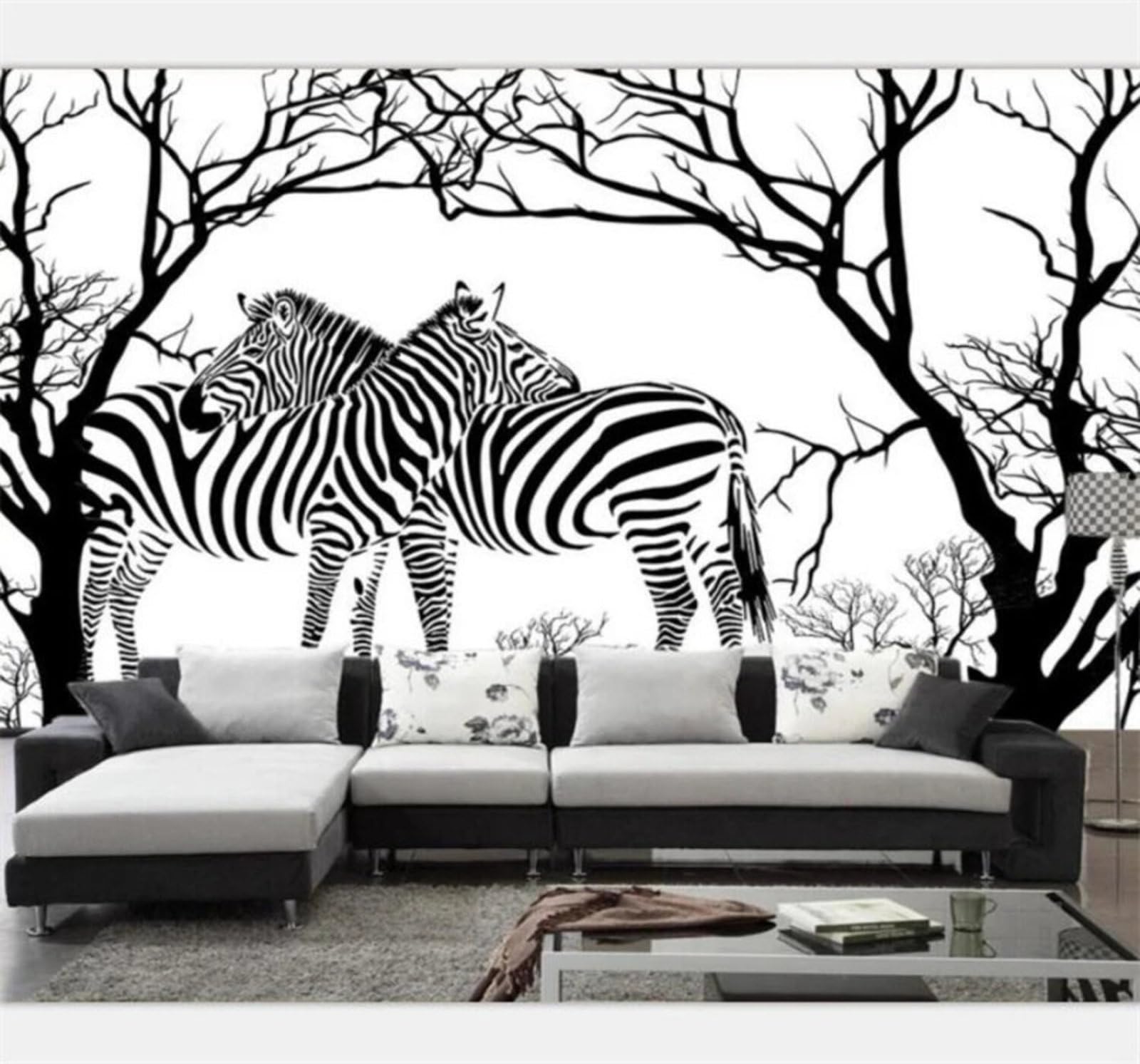 Minimalist Black and White Relief Zebra Forest 3D Wallpaper Easy Install Feature Office Living Room Sofa Bedroom TV Background Wall Decoration-430cm×300cm