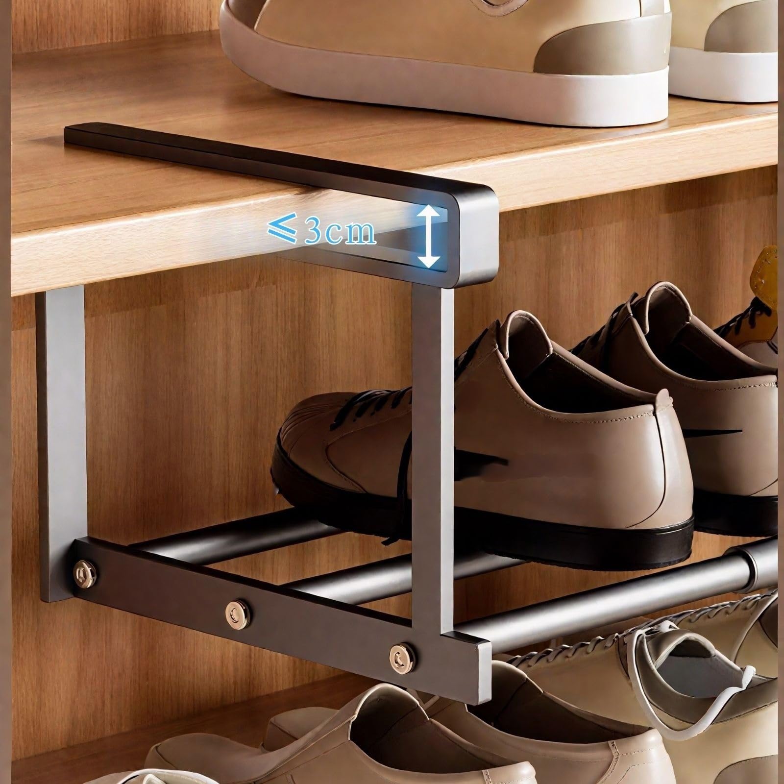 Adjuble Zapatero de metal – Nizer expandible que ahorra espacio para 6 – 12 pares – Paquete de 3 – Negro – Ideal para el hogar Sto Solut para zapatos, botas y accesorios – 40-70 cm