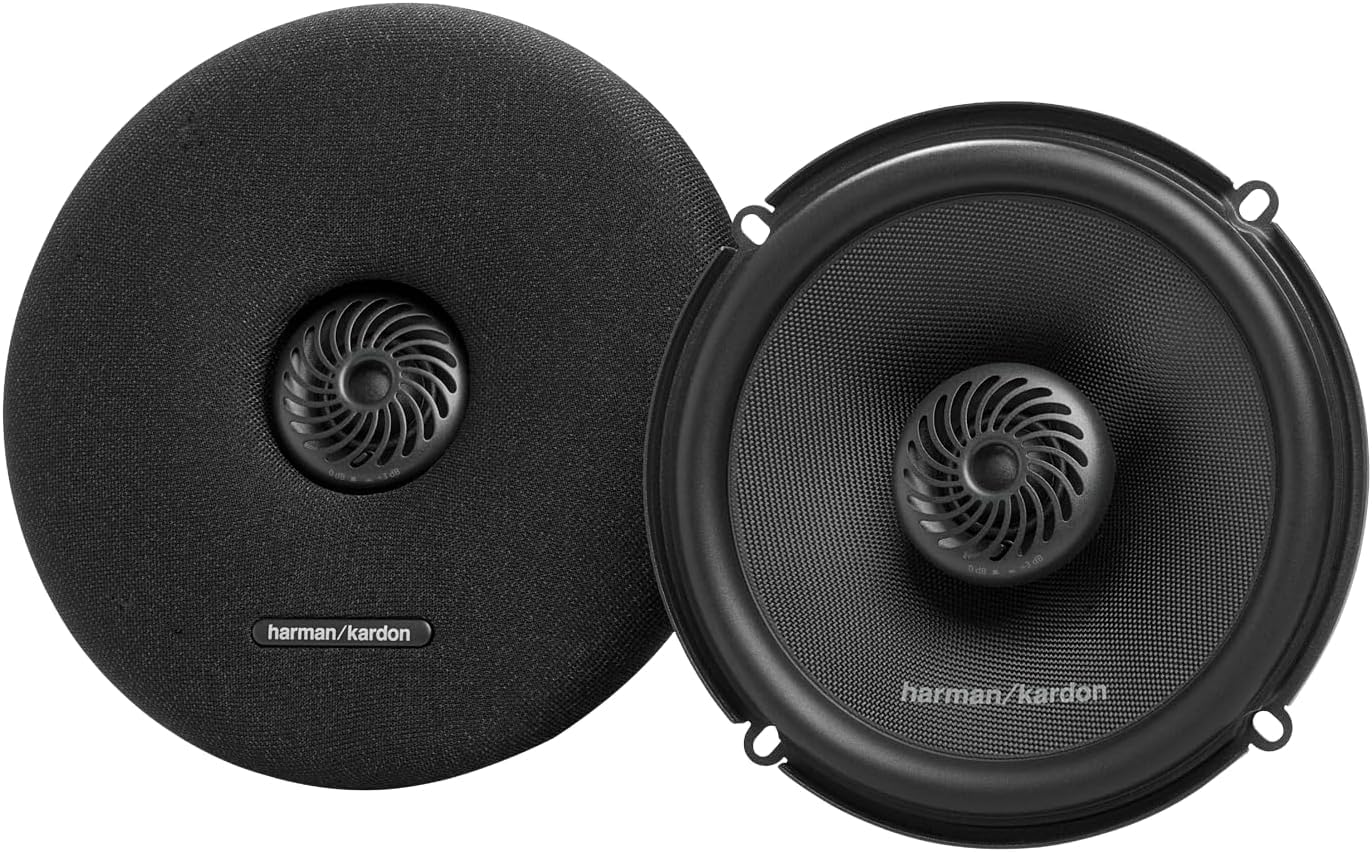 Harman Kardon FIT6 Altoparlanti Coassiali 165mm 6.5 Pollici con Griglie 45W RMS Tweeter Orientabile Uni-Pivot 40kHz per un Suono Bilanciato e Dettagliato in Auto