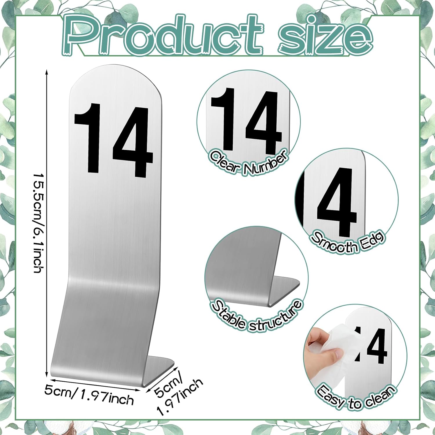 Honeydak 1-25 Table Order Numbers Double Side Stainless Steel Reception Number Stands Signs for Restaurant Wedding Seating Cafes Party Banquet