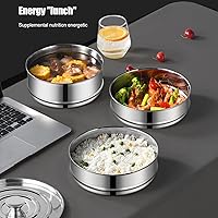 Vista 2 de Olla de cocina de acero inoxidable, olla de vapor con tapa, doble caldera para cocinar, sartén apilable de 2 niveles para cocina