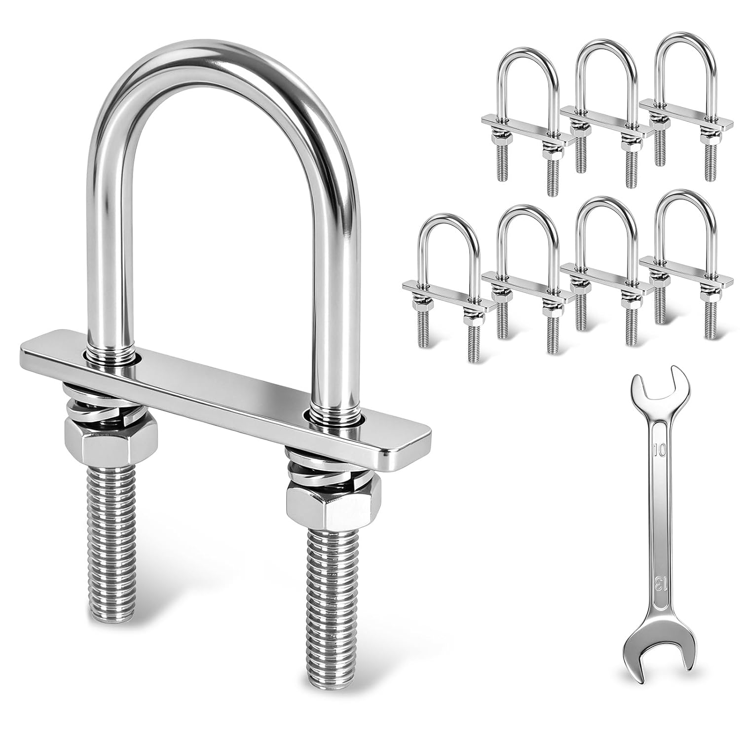 4 Pack U Bolts 3 Inch Wide, U-Bolts Kit M10×78mm×153mm 304 Stainless Steel Anti-Corrosion U Bolt for RV, Pipe Mount & Industrial