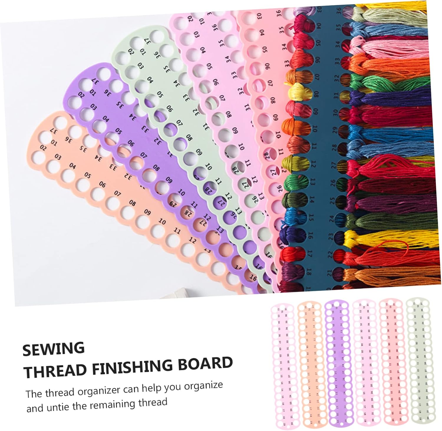 ARTIBETTER Large 6-Piece Plastic Floss Organizer for Embroidery Multi-Hole Thread Holder Wear-Resistant Cross Stitch Thread Storage Convenient Craft Supply for Daily Use