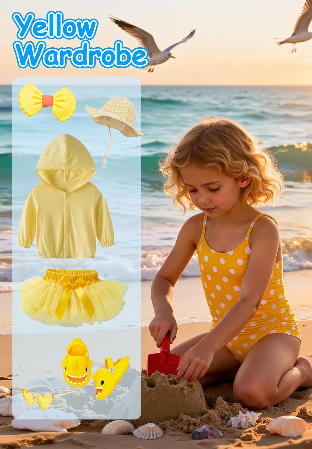 Zando Toddler Swimsuit Girl Size 2-11 Years - One Piece Cute Girls Bathing Suit Adjustable Kids Swimwear for Summer Beach
