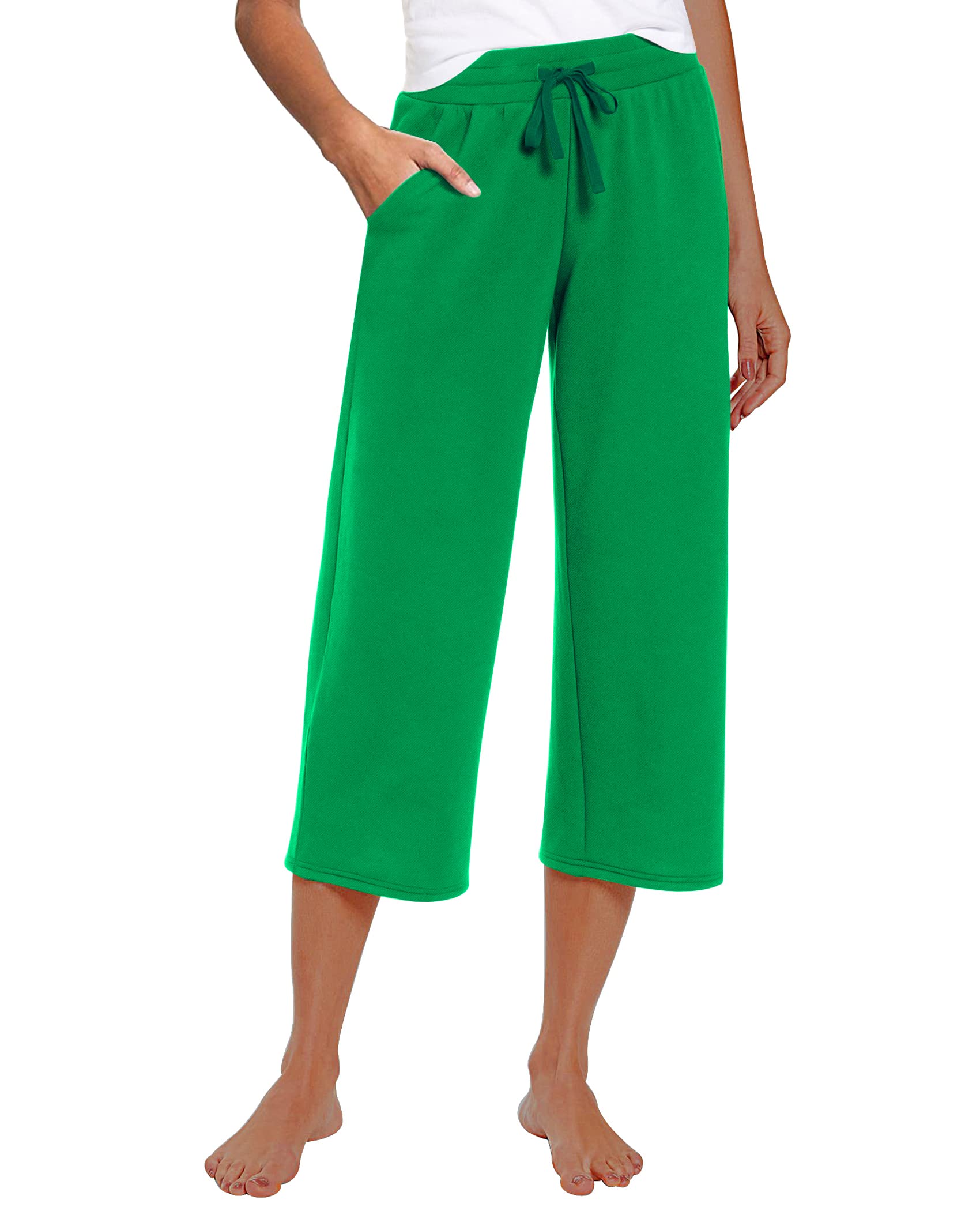 RESHE Women's Capri Yoga Pants Loose Soft Drawstring Workout Sweatpants Causal Lounge Pants with Pockets