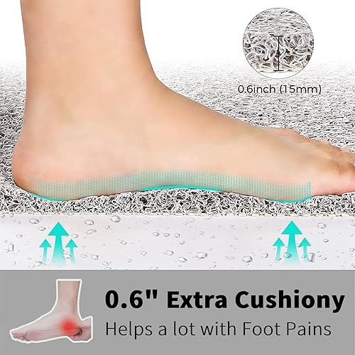 Miniatura 2 de Rzoysia Tapete de ducha extra grande, 35 pulgadas de grosor para cabina de ducha y bañera texturizada, tapete de baño de secado rápido con drenaje,