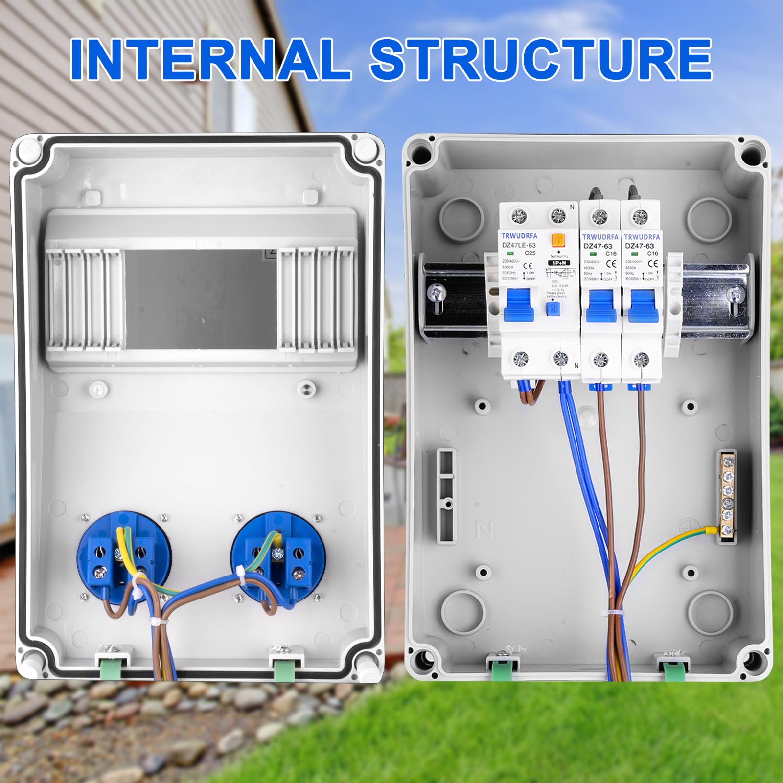 Distributore a parete completo cablato (2 x 230 V+LS+FI)