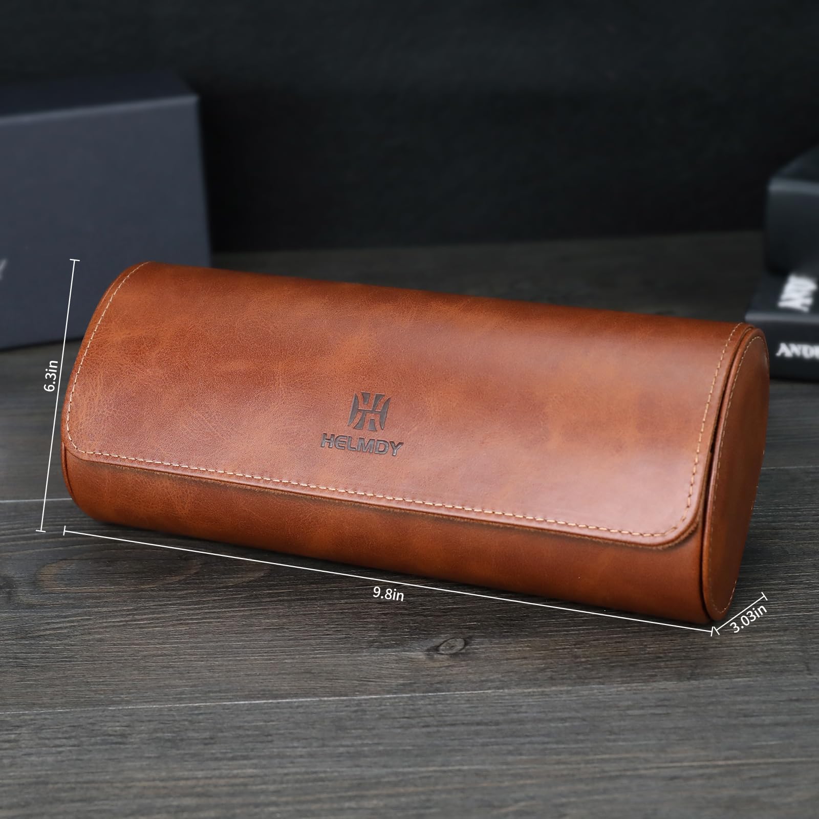 Étui de voyage pour montres homme et femme : rouleau de voyage pour 3 montres – Boîte de rangement et présentoir pour montres et montres intelligentes jusqu'à 50 mm (marron)