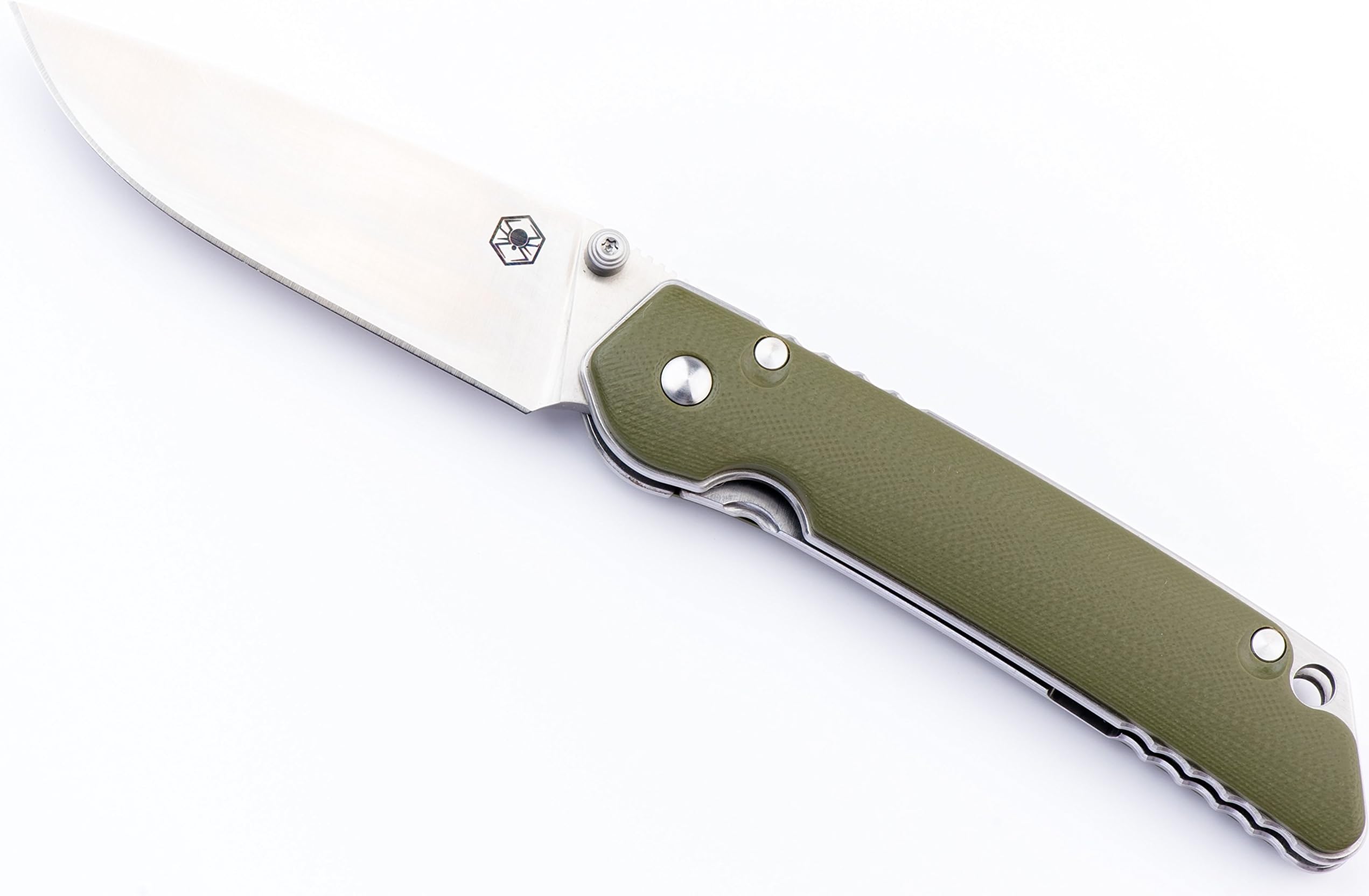 Spider Gear SG76 Precision Machined Drop Point Folding Pocket Knife D2 Steel - Army Green